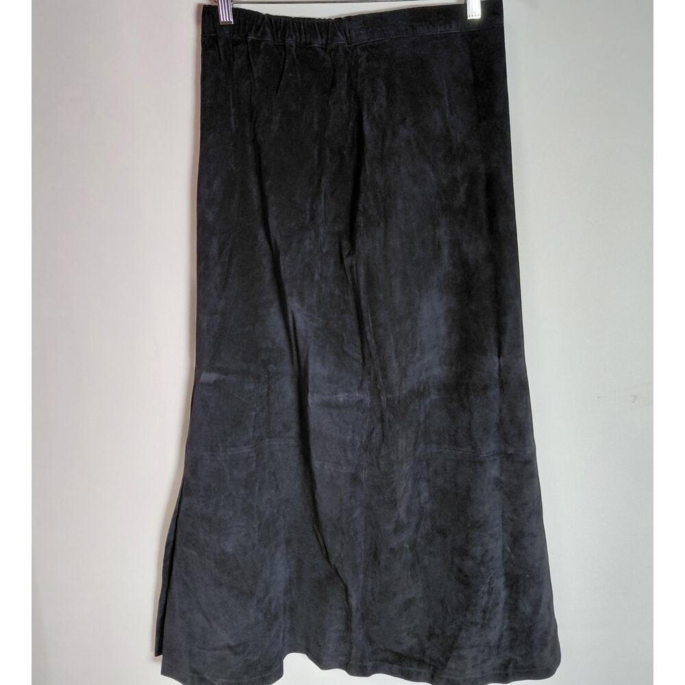 DIALOGUE Leather Skirt Black Solid Lined 100% Leather Women Size 12